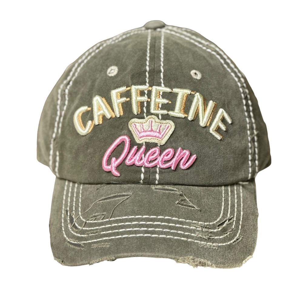 NWOT Caffeine Queen Distressed Sueded Baseball Cap Women’s OS